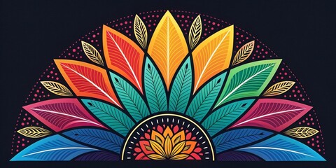 Poster - An abstract design with bright, vibrant colors and shapes popping against a solid black background, creating a modern, eye-catching look