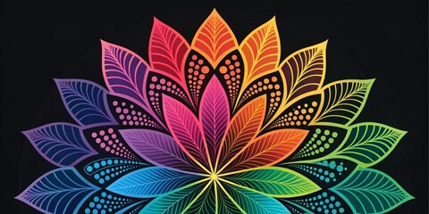 Aufkleber - An abstract design with bright, vibrant colors and shapes popping against a solid black background, creating a modern, eye-catching look