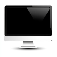 Fototapete - Sleek and Modern Desktop Computer with Black Screen Display on White Background for Professional Work or Entertainment