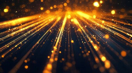 Poster - Abstract golden light rays radiating outwards from a single point