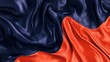 © JGenerative - Elegant Wave of Dark Blue and Vibrant Orange Satin Fabric