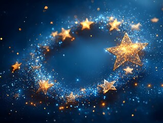 Wall Mural - Glowing Celestial Frame with Scattered Star Patterns Against Plain Background