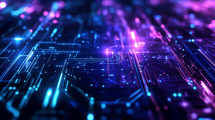 Aufkleber - Futuristic digital background with vibrant colors and intricate circuit patterns enhancing modern technology aesthetics. Generative AI