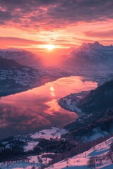 Canvas Print - Mountain Lake Sunset