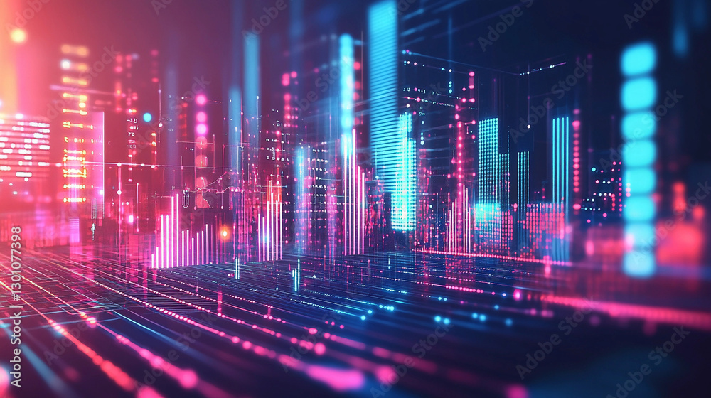 Foto de Stock Hyper-realistic technology-themed backdrop with vibrant ...