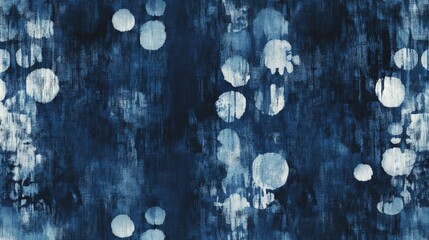 Wall Mural - A pattern of indigo and grey shibori patterns, creating an abstract design with multiple layers for depth. The background is dark blue to create contrast
