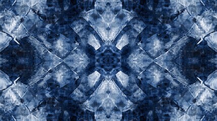 Wall Mural - indigo and grey shibori patterns, creating an abstract design with multiple layers for depth. The background is dark blue to create contrast
