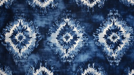 Wall Mural - indigo and grey shibori patterns, creating an abstract design with multiple layers for depth. The background is dark blue to create contrast