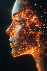 Poster - A captivating digital portrait that explores the complexity of human connections, illustrated with glowing patterns embodying creativity and introspection.
