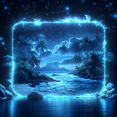 Wall Mural - Glowing Tropical Vacation Voucher for Business Incentive Rewards
