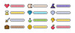 © diluck - 8 bit loader process status, Pixel loading progress bars. 8-bit game indicators, gauges: health, stamina, experience, money, energy, weapon, protection, magic, life, power levels.