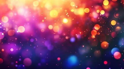 Poster - Vibrant Colorful Bokeh Background Festive Abstract Sparkling Lights Design Bright Shimmering Glowing Purple Pink Orange Red Blue Celebration Holiday  