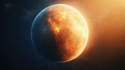Wall Mural - planet mars surface. space scene. universe with stars. sphere shape. cosmic background. galaxy and g