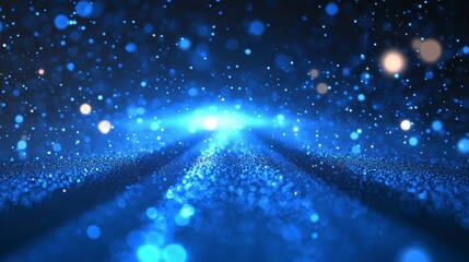 Abstract blue digital pathway with particles. Possible use for backgrounds, digital displays, or technology presentations