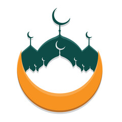 Poster - ramadan icon. ramadan vector with moon and mosque. islamic and elegant simple impression. for greeting design and template. simple 3d design style with color