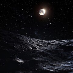 a cosmic view of the moon and distant planets glowing in the dark void of space ar 16:9 v 6.1 q 2