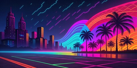 Aufkleber - A vibrant, bold background with a mix of bright neon colors, creating an energetic and dynamic atmosphere