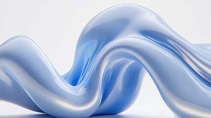 Poster - Smooth Fluid Wave in Light Blue Color flowing on White Background