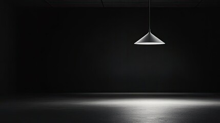 Poster - Minimalist Interior with Pendant Light in Dark Room Setting