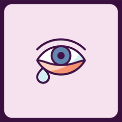 Poster - Crying Eye Icon, Minimalist Vector Illustration
