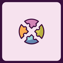 Poster - Colorful Puzzle Pieces Interlocking Circular Icon