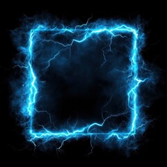 Poster - Glowing blue electric square frame.