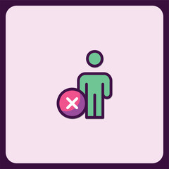 Fototapete - User profile delete icon, remove account symbol, cancel membership illustration, human figure with cross mark, privacy settings, vector graphic design