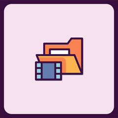 Poster - Video File Folder Icon Design Multimedia Storage