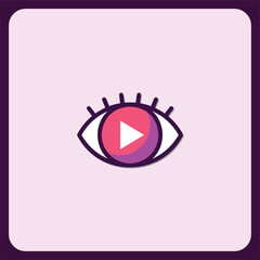 Poster - Play Icon inside an Eye, Watch and See Video Content