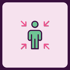 Poster - Multidirectional Person Icon, Human Centered Design, Arrows Pointing, User Interface Element, Flat Design Style, Minimalist Graphic, Modern Icon, Vector Illustration, Simple Symbol, Person in Focus