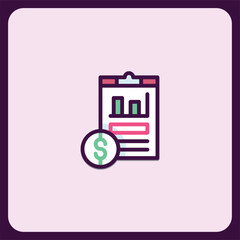 Poster - Financial Report Icon, Business Document with Graph and Dollar Sign