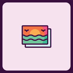 Poster - Sunset Seascape Photography Icon Minimalist Design