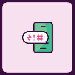 Poster - Smartphone Notification Icon Design with Exclamation Mark, Hashtag and Arrow Symbols