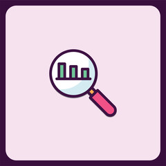 Poster - Magnifying Glass Analyzing Bar Graph Data Icon