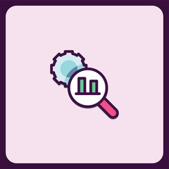 Poster - Analyzing Business Data with Magnifying Glass and Gear Icon