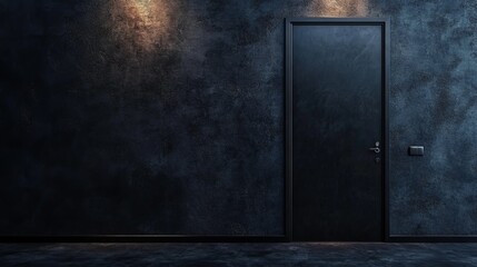 Poster - dark moody interior room black door wall design background modern minimalist stylish elegant concret