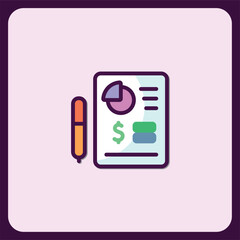 Poster - Financial Report Icon with Pie Chart and Pen