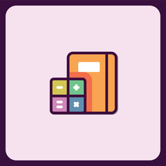 Poster - Colorful Notebook and Calculator Icon Illustration
