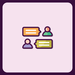 Poster - Communication Icon Design, Two People Chatting, Message Bubbles, Dialogue, Conversation, Online Chat, Social Media, Internet Communication, Digital Interaction