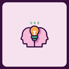 Poster - Two Heads with a Light Bulb Idea Icon Collaboration Innovation Concept
