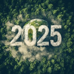 Poster - Earth 2025: A Call for Green Action - Visualize the Future of Our Planet and the Urgency of Environmental Conservation.