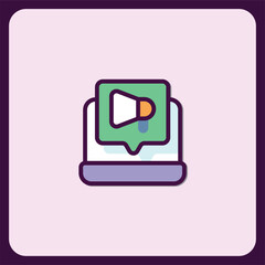 Poster - Laptop Notification Icon Design with Megaphone Announcement