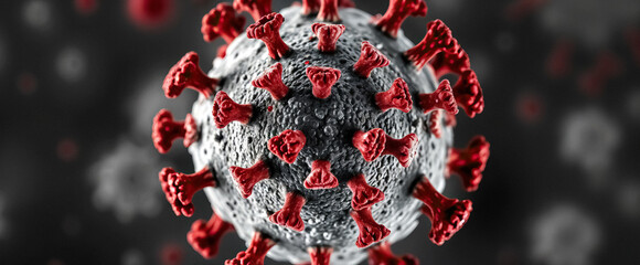 Poster - Rendering of virus covid 19 corona hmpv microscopic pathogen with distinct surface proteins and infectious nature