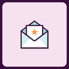 Poster - Open Envelope with Star Icon, Important Email Notification