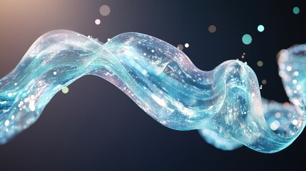 Fototapete - A flowing wave of transparent blue filmstrips with depth and subtle highlights for a dynamic movie-inspired look.