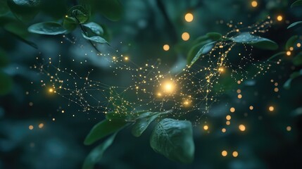 Poster - Financial data illuminated like constellations, glowing web of starlit patterns representing business intelligence growth
