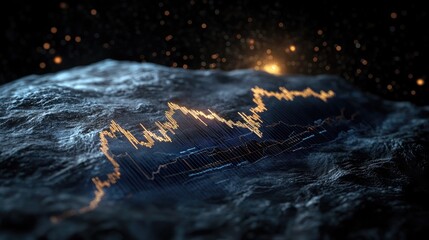 Poster - Illuminated financial charts forming a cosmic constellation, starlight beams enhancing business intelligence concept
