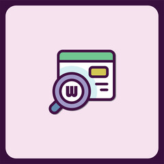 Poster - Website Analysis Icon, Magnifying Glass Over Webpage Inspecting Content