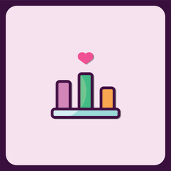 Poster - Colorful Bar Graph Chart Icon with Heart Top Design
