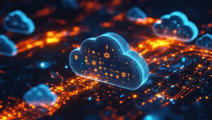 Poster - Glowing cloud computing network.